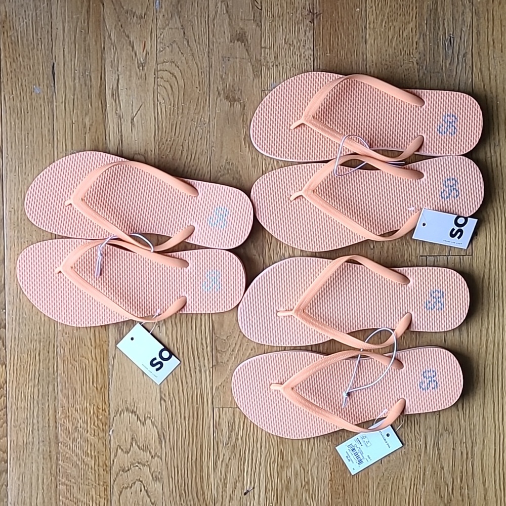 BUNDLE SO BRAND WOMENS TANGERINE FLIP-FLOPS BUNDLE OF 3 PAIRS SIZE 7